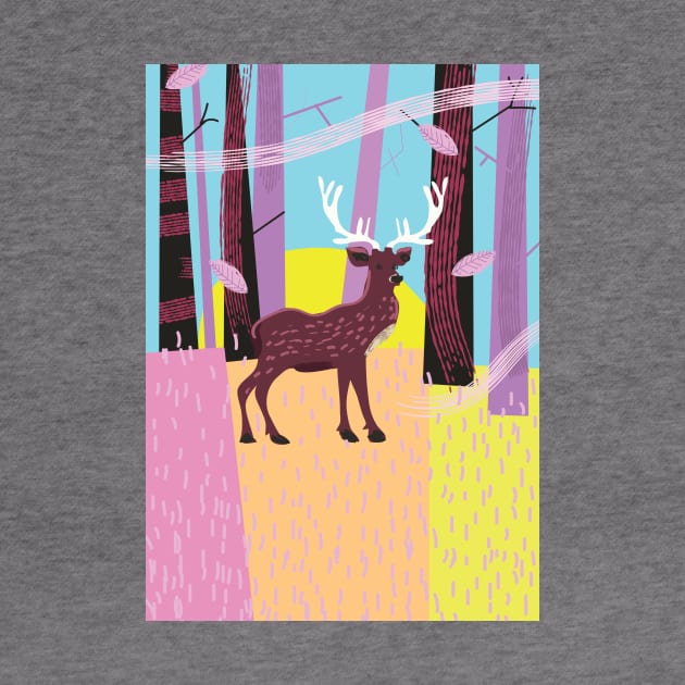 Vintage Deer in the Woodland by nickemporium1